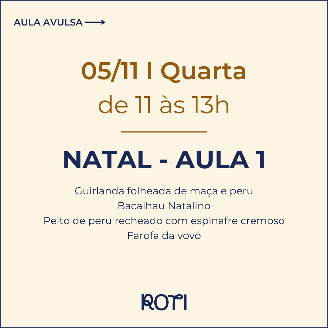 Pratos de Natal - Aula 1 | 05/11 11-13h