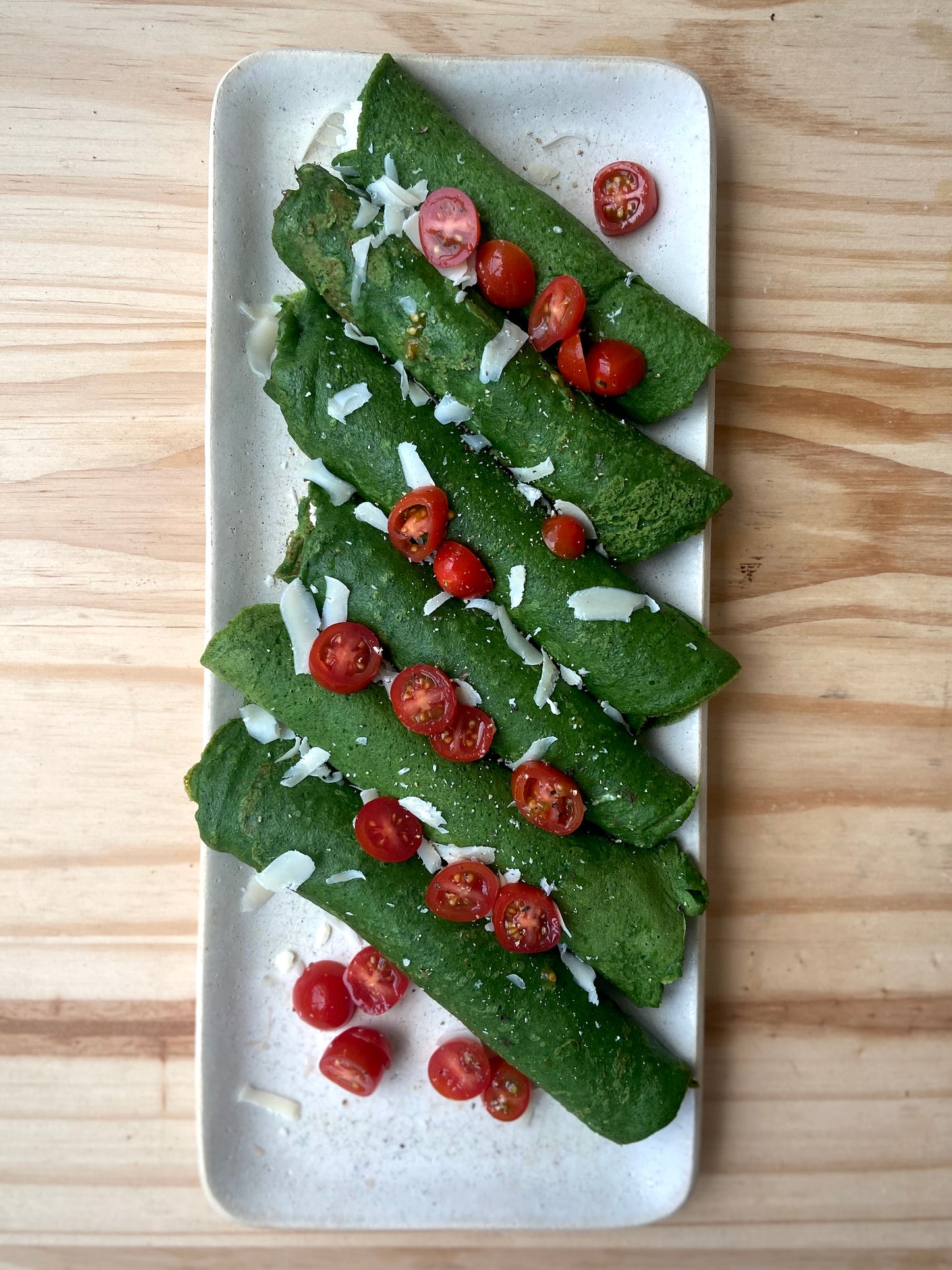 Panqueca de espinafre com recheio de ricota