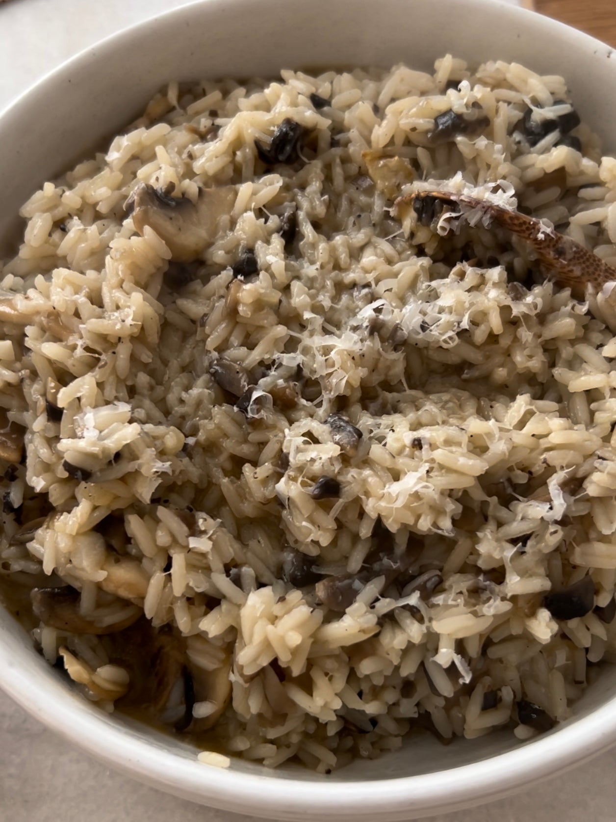 Arroz cremoso de cogumelos