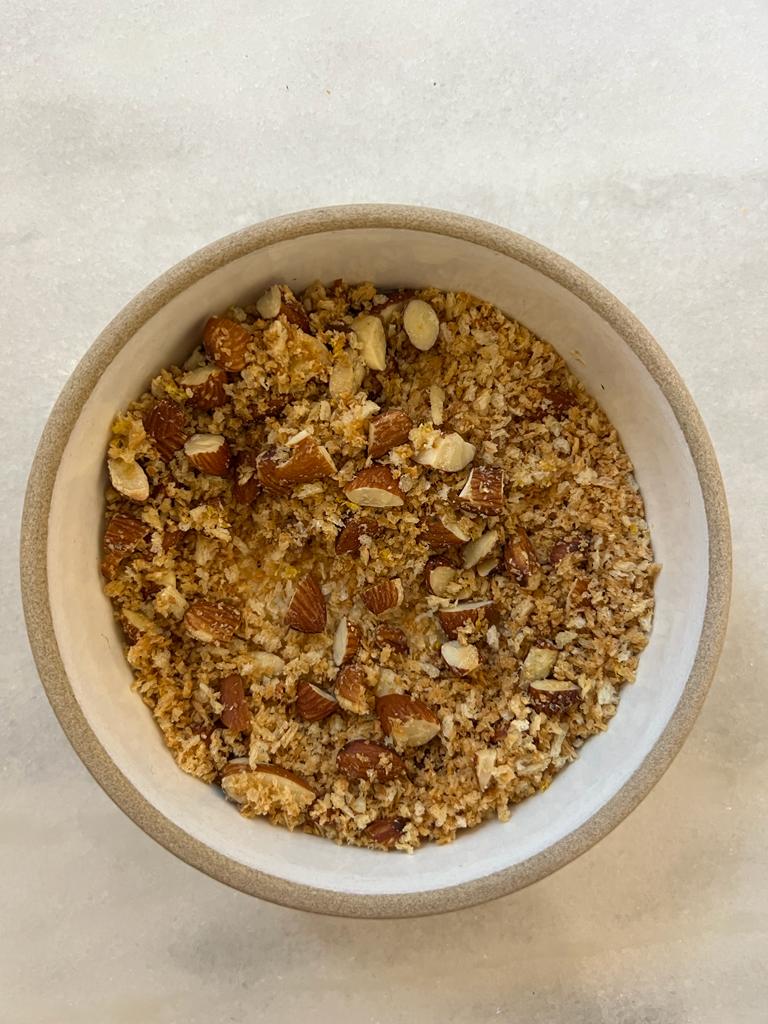 Farofa de amêndoas e panko