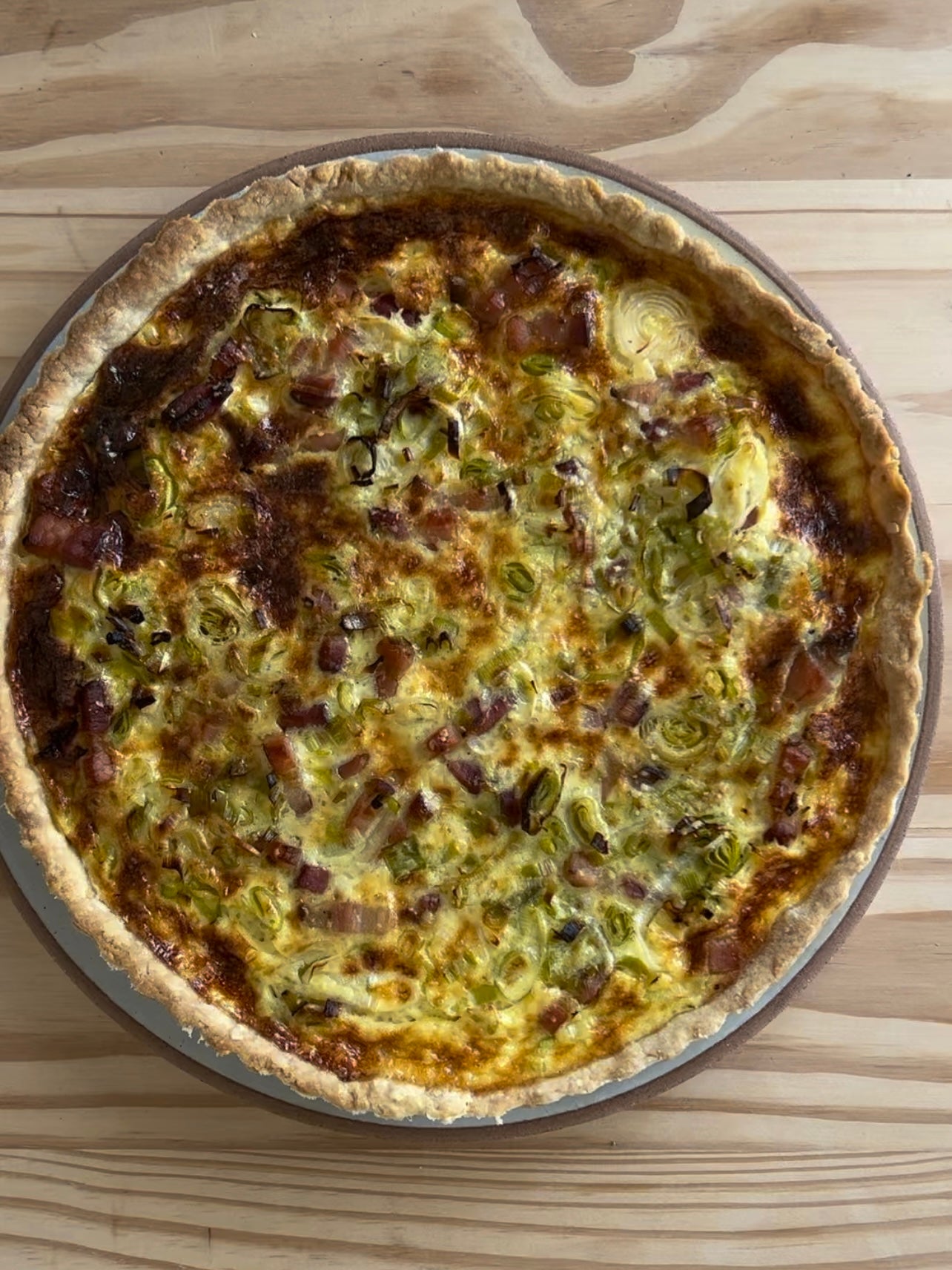 Quiche de alho poró com bacon
