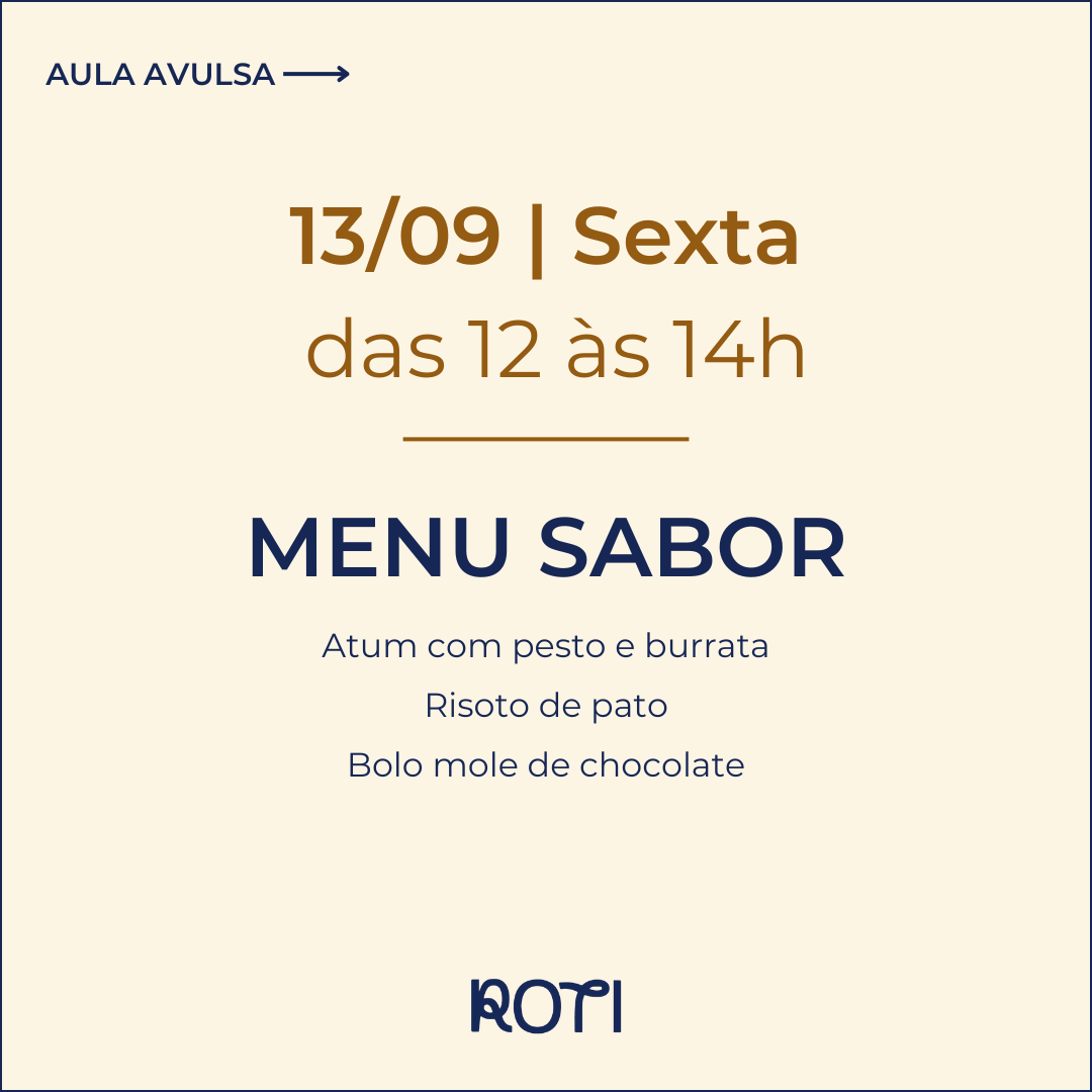 Menu Sabor | 13/09 12-14h – Roti na cozinha