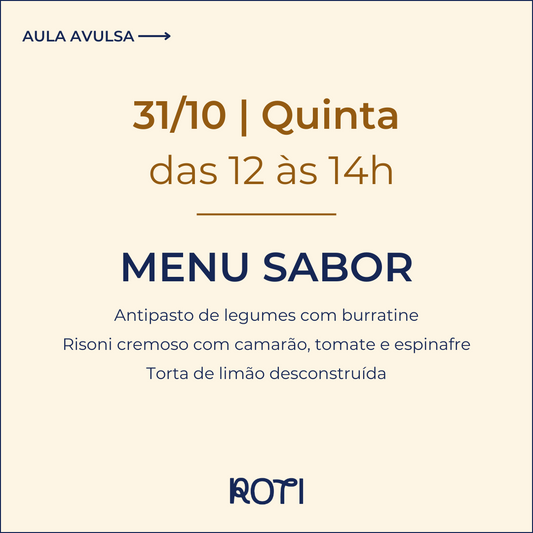 Menu Sabor | 31/10 12-14h