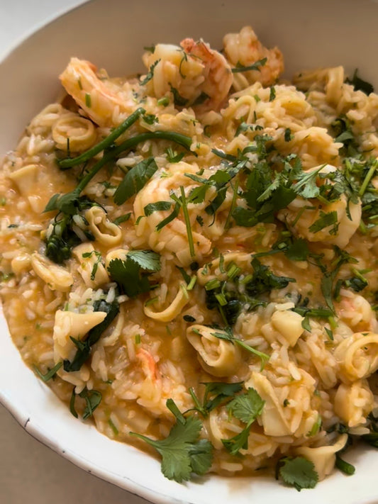 Arroz de lula e camarão