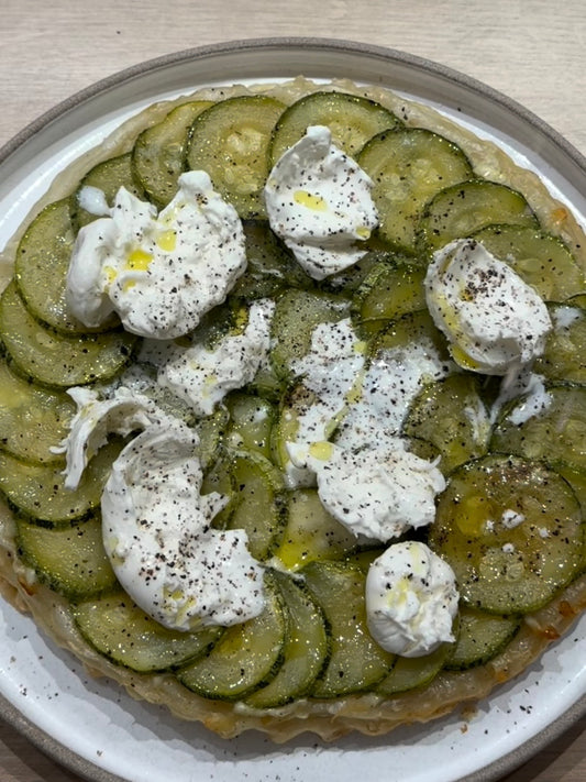 Torta de abobrinha com burratine